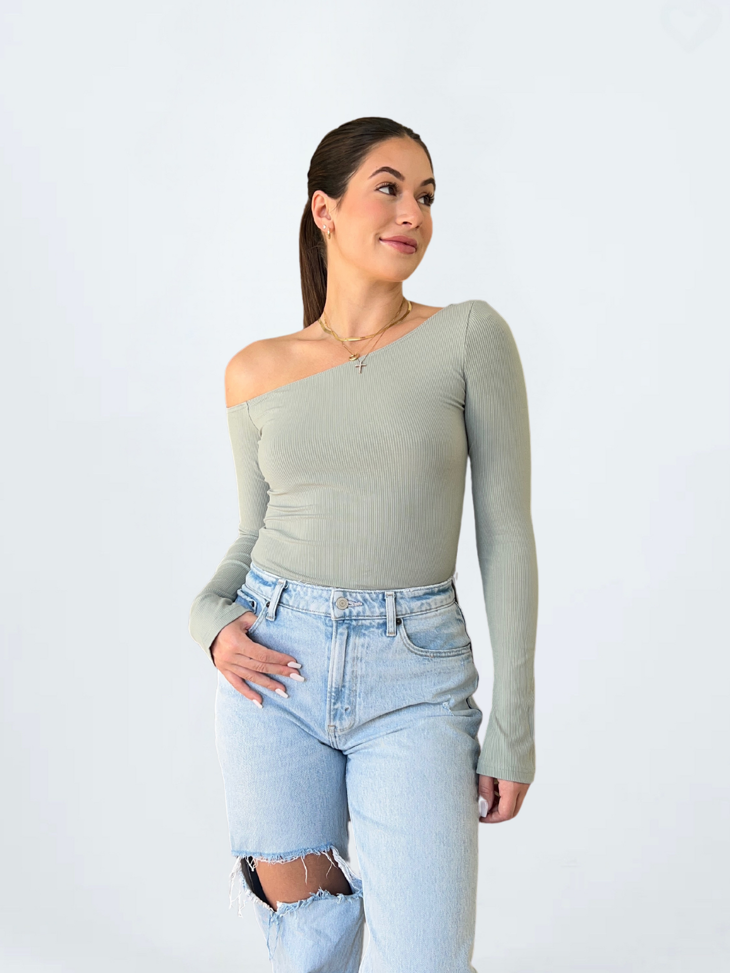 Asymmetric Sage Bodysuit