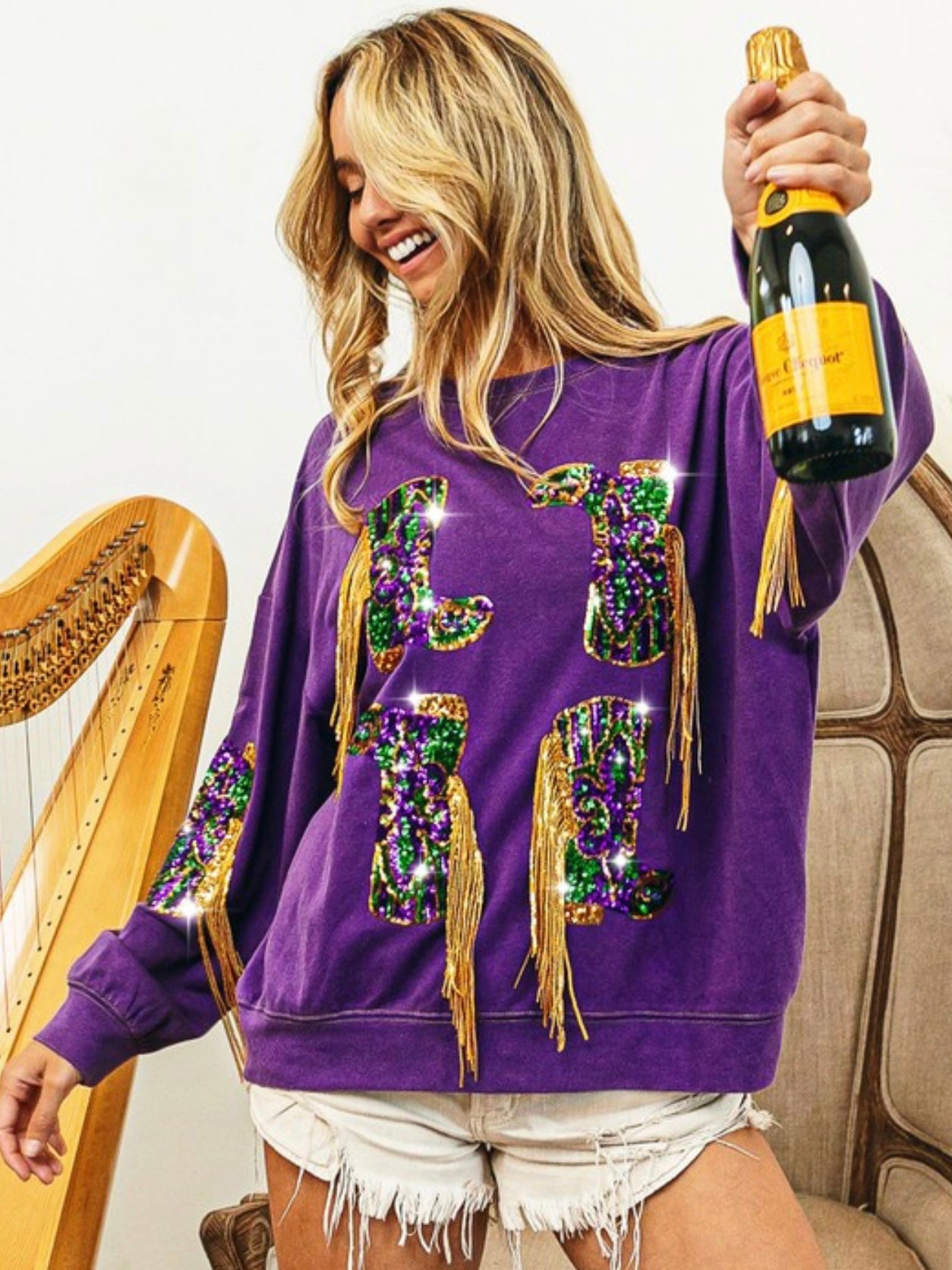 Mardi Gras Fringe Pullover