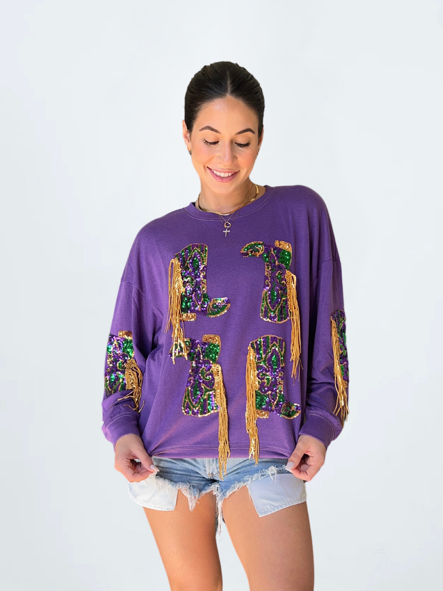 Mardi Gras Fringe Pullover