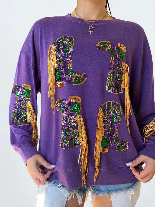 Mardi Gras Fringe Pullover