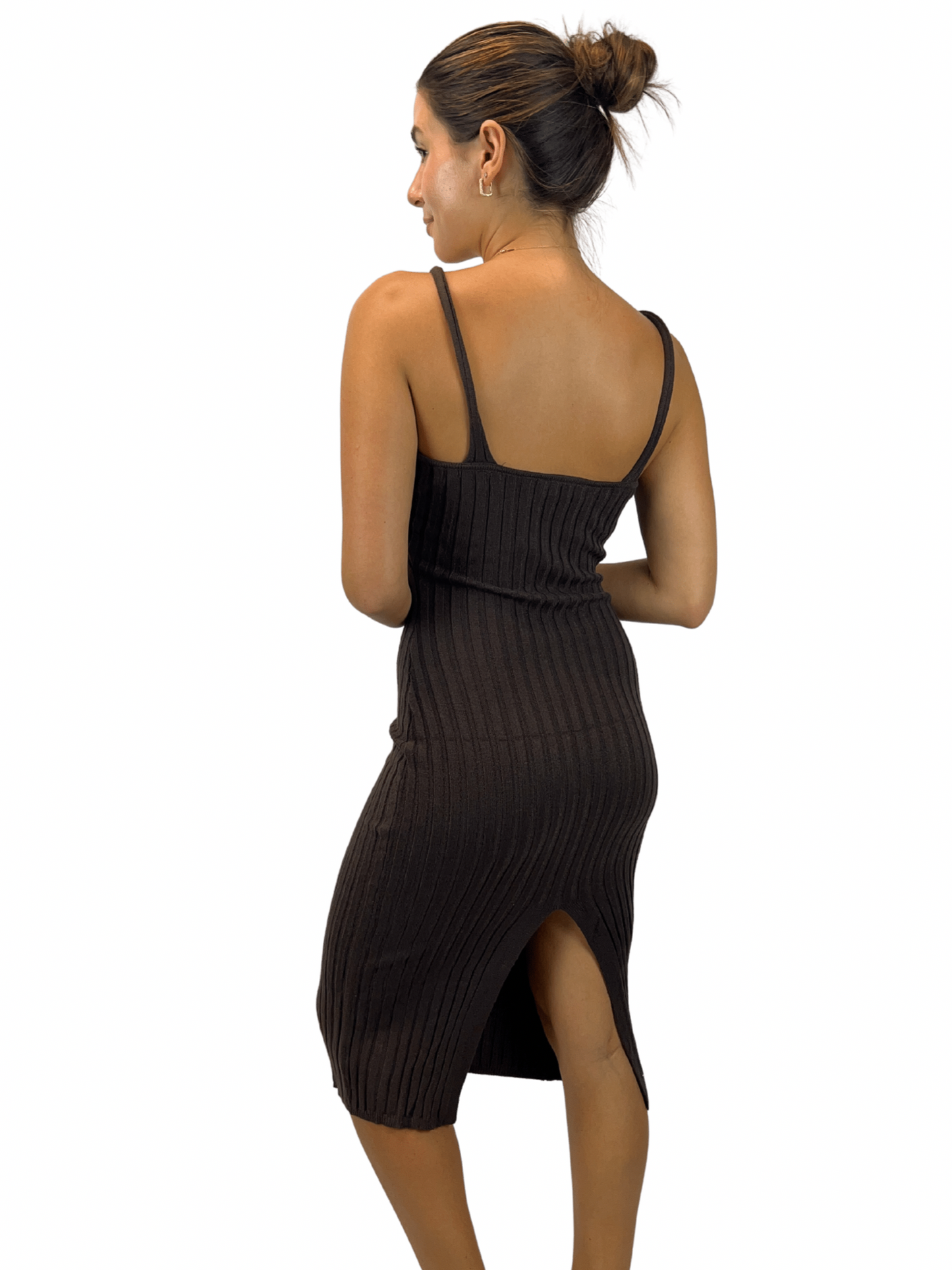Espresso Ribbed Midi Dress