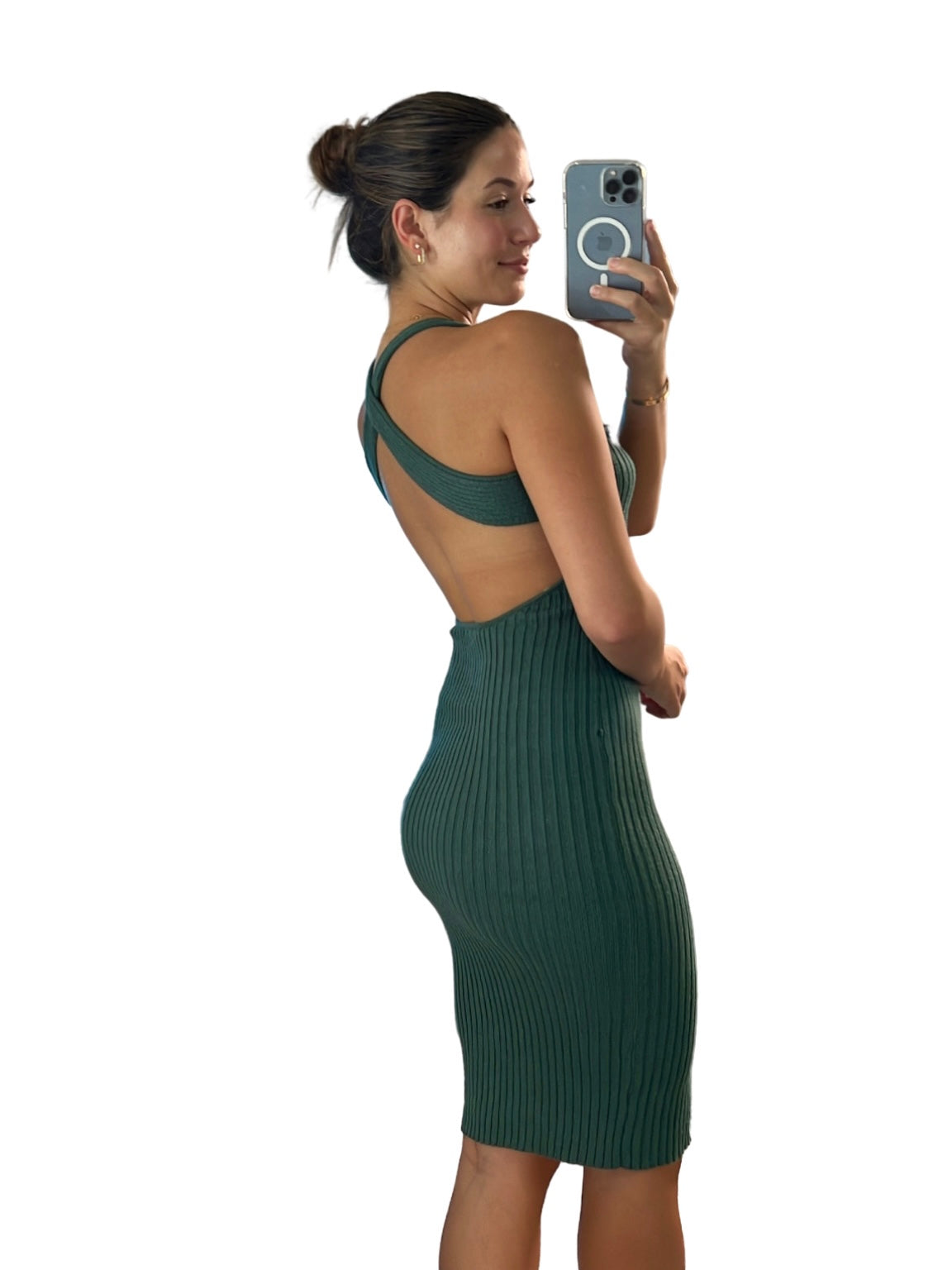 Emerald Open Back Midi Dress