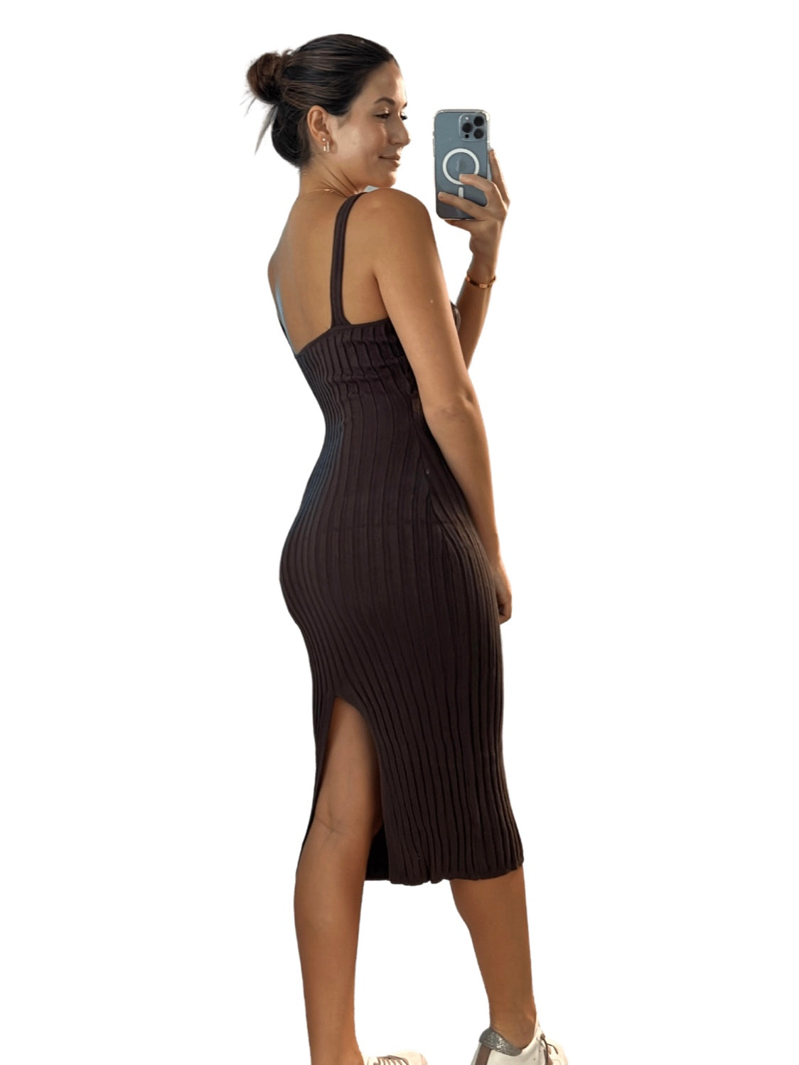 Espresso Ribbed Midi Dress