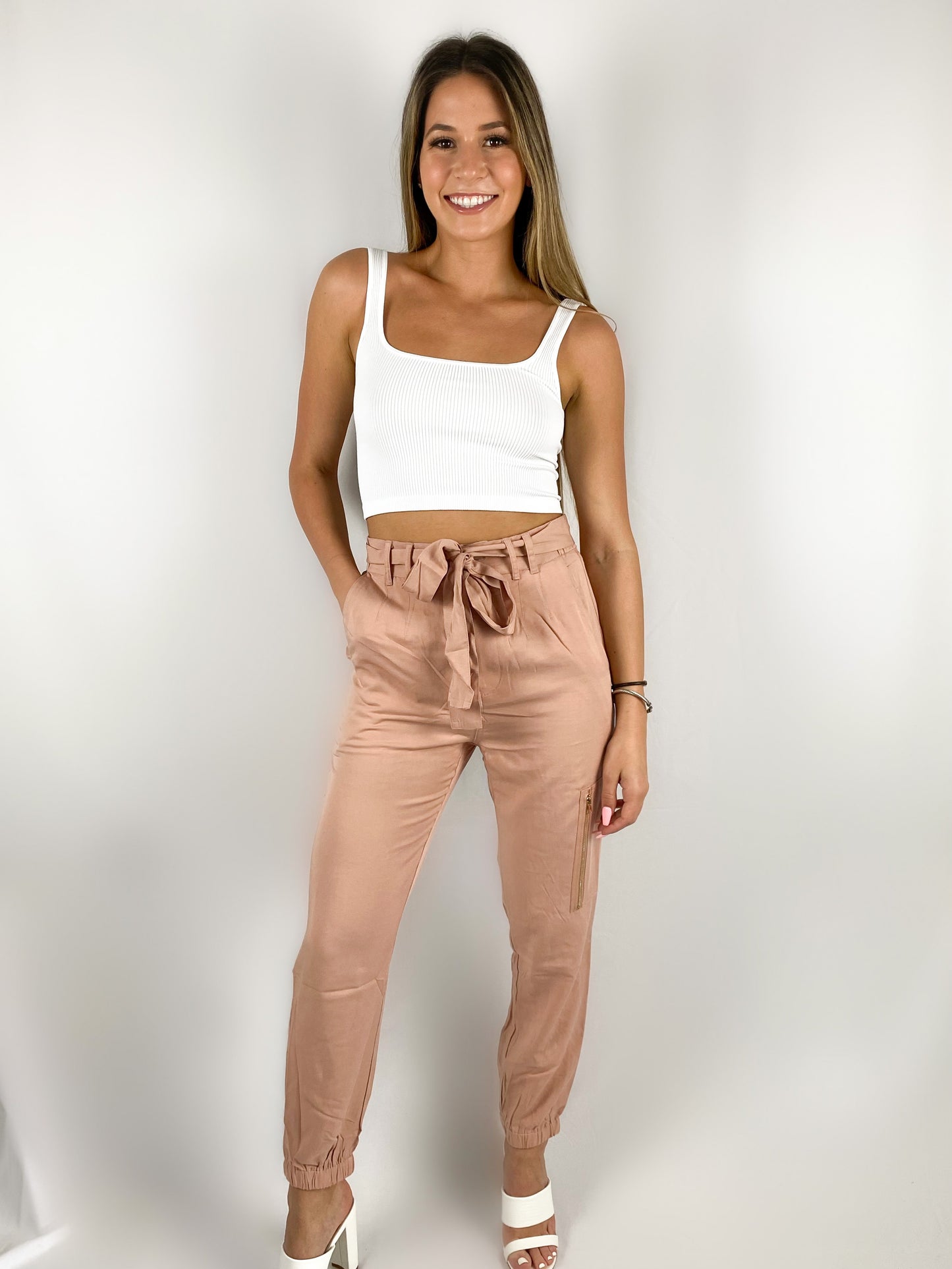 Bow Tie Joggers / Rose