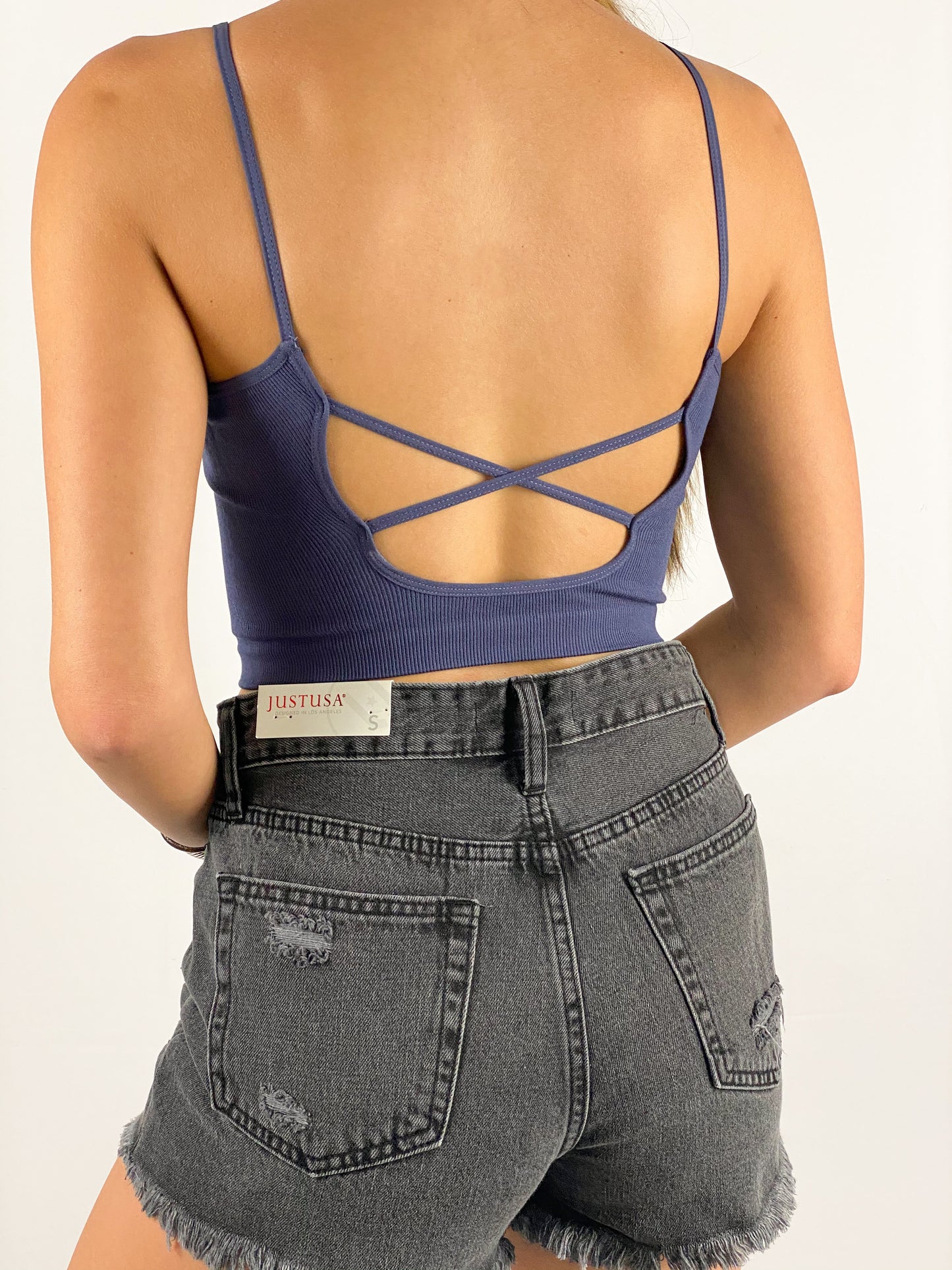 Madelyn Strappy Crop Tank / Navy
