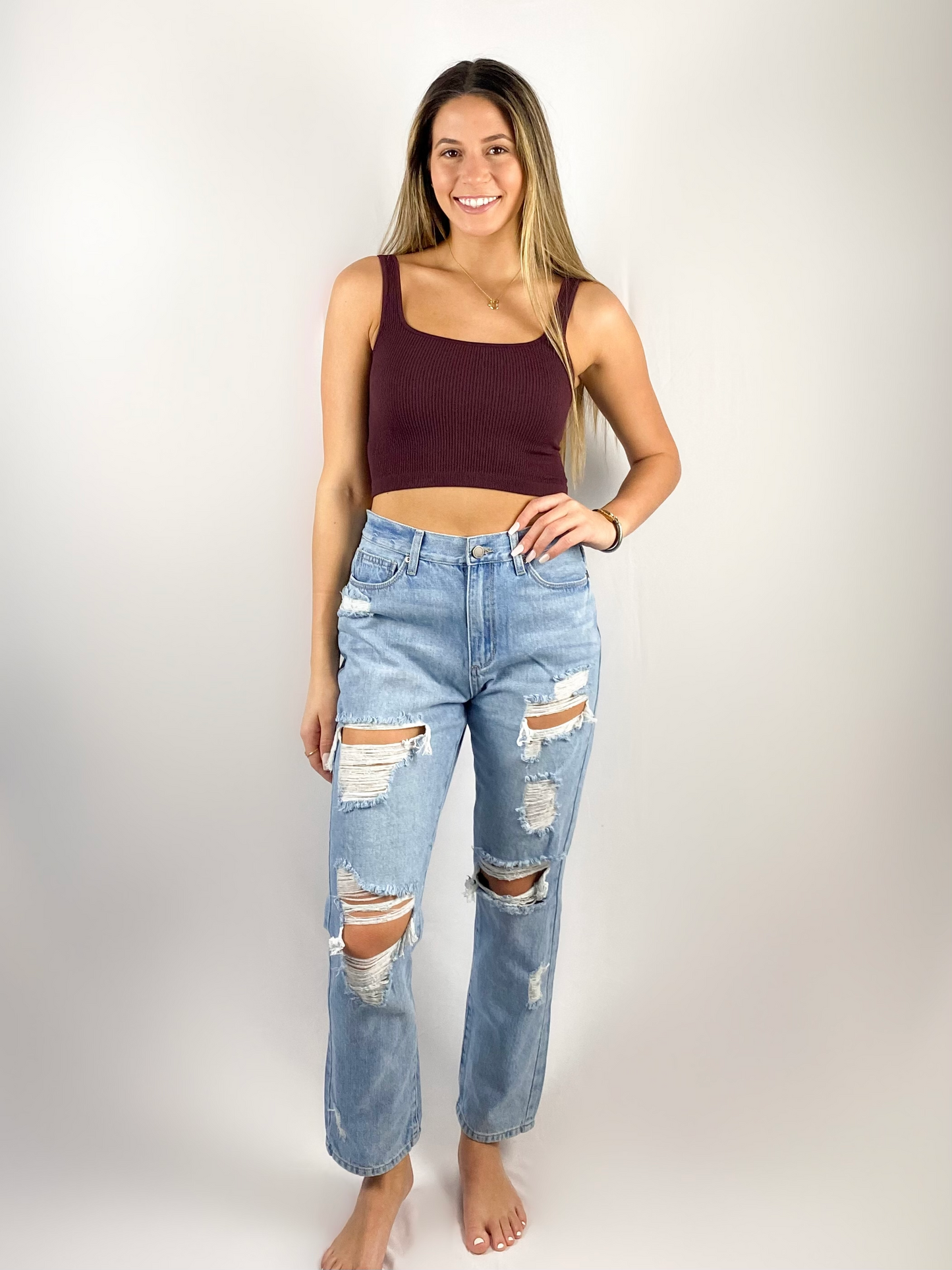 Basic Block Cropped Tank / Cassis