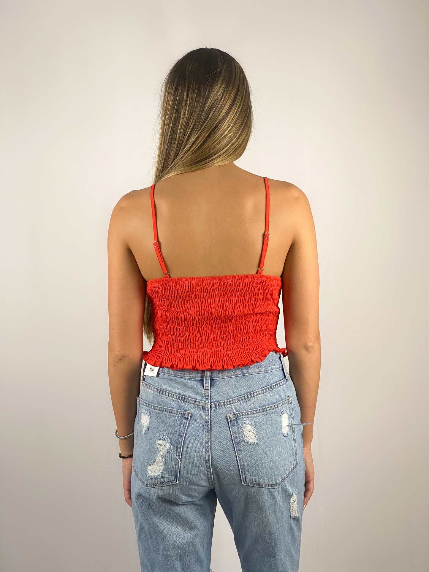 Beach Please Ruched Bow Tank / Red