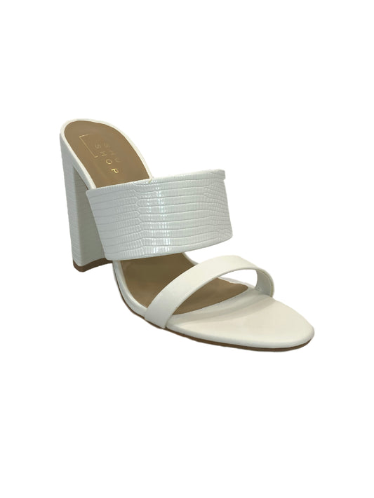 Step Aside Block Heel Mules / White