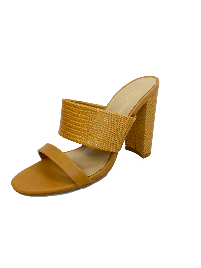 Step Aside Block Heel Mules / Camel