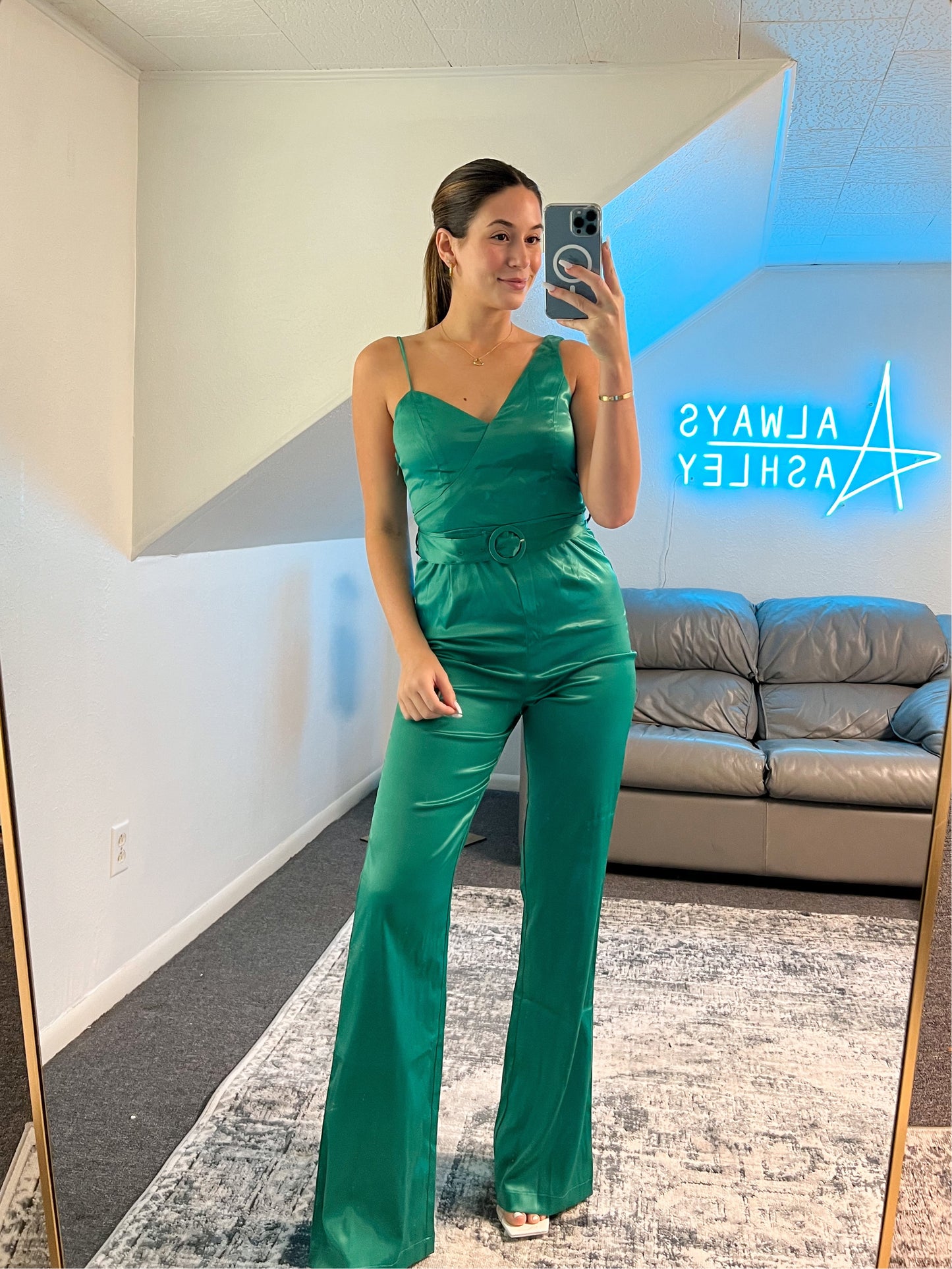 Satin Green Jumpsuit