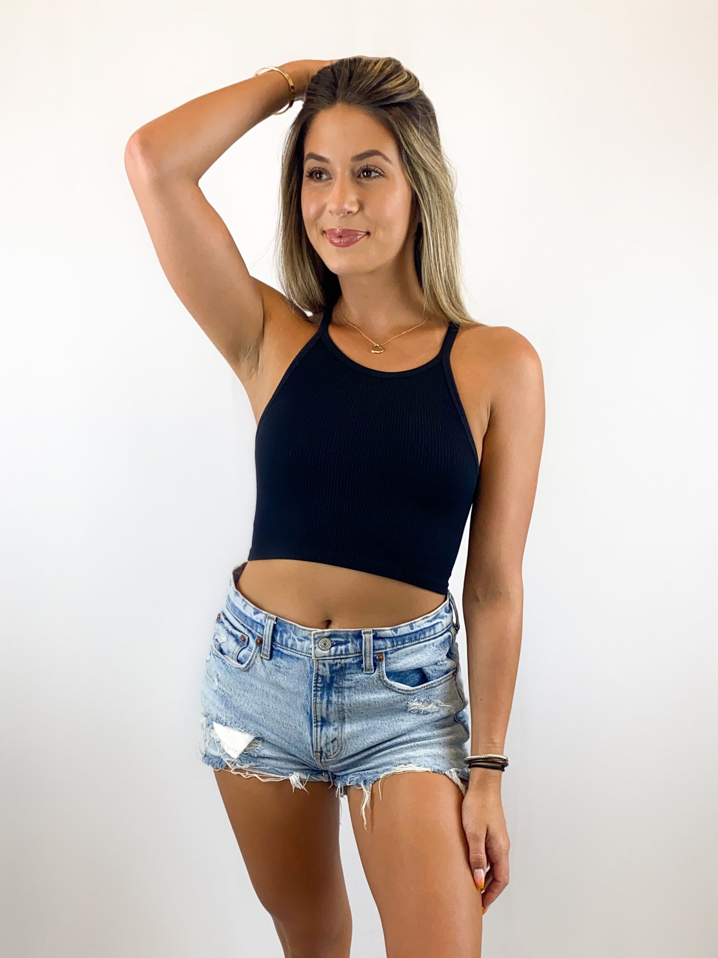 Haley Ribbed Tank / Black