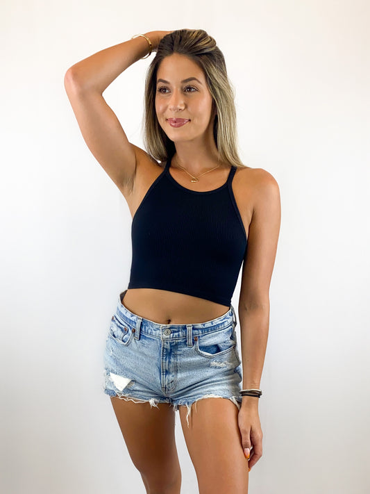 Haley Ribbed Tank / Black