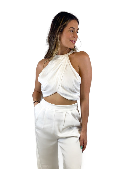 Emily Wrap Crop Top / White