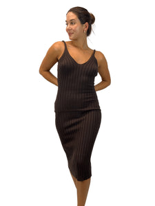 Espresso Ribbed Midi Dress