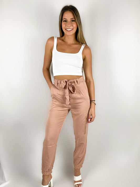 Bow Tie Joggers / Rose
