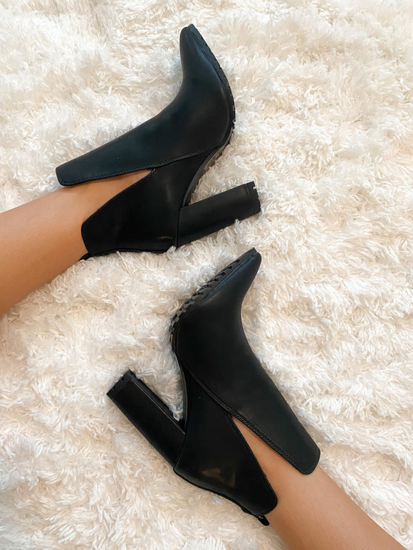 Black Slit Booties