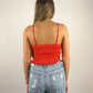 Beach Please Ruched Bow Tank / Red