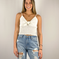 Beach Please Ruched Bow Tank / White