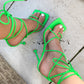 Lexi Lace Up Green Heels