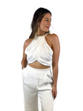 Emily Wrap Crop Top / White